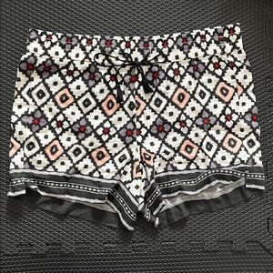 Loft Diamond Pattern Drawstring Linen Shorts